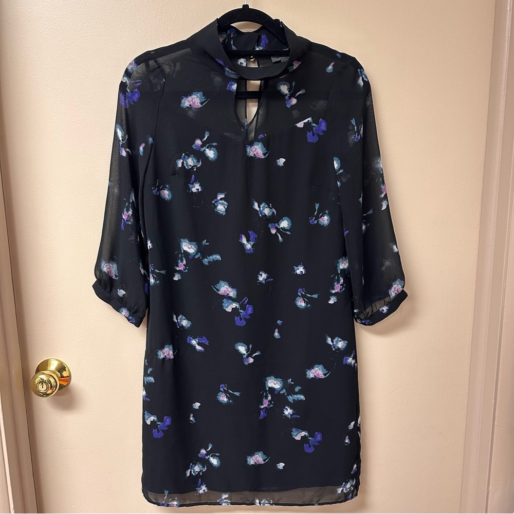 The Limited Black Dress with Purple Floral Accents Sz XS